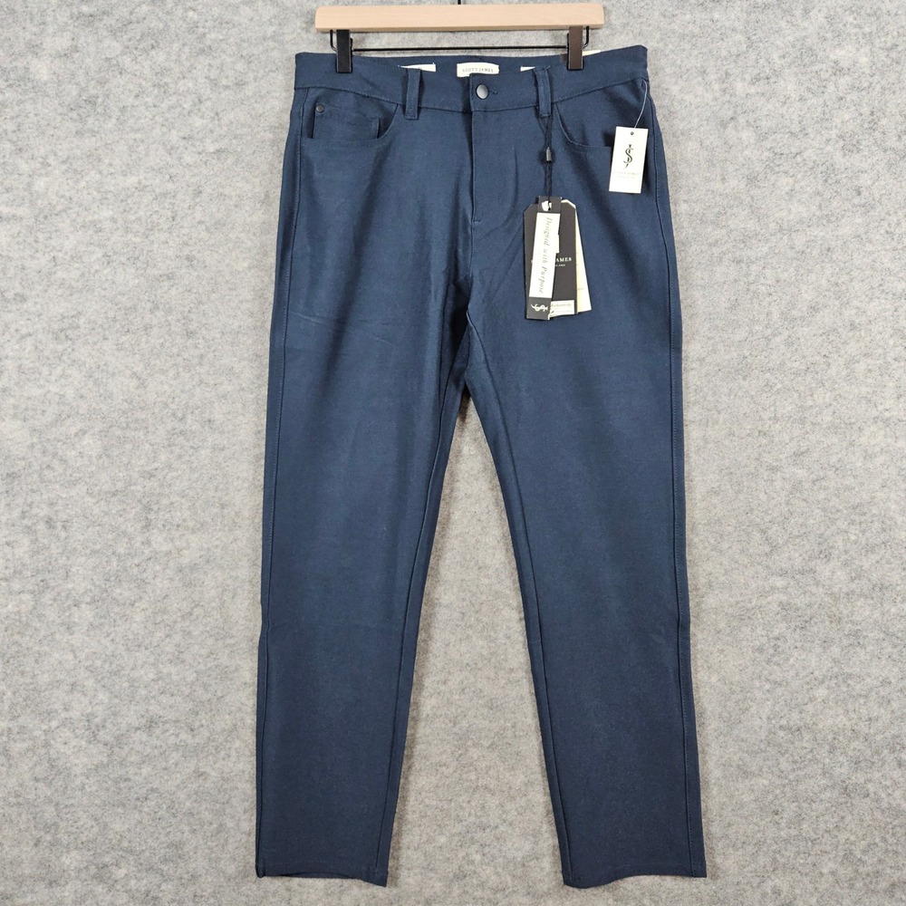 NEW Scott James Men's Blue‎ Slim Fit Pants 32x32 (34x30) Polyester Blend Stretch